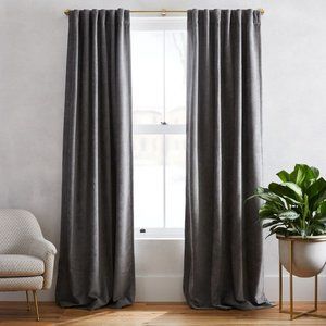 West Elm Worn Velvet Curtain with Blackout Lining, Metal, 48"x96" - TWO PANELS